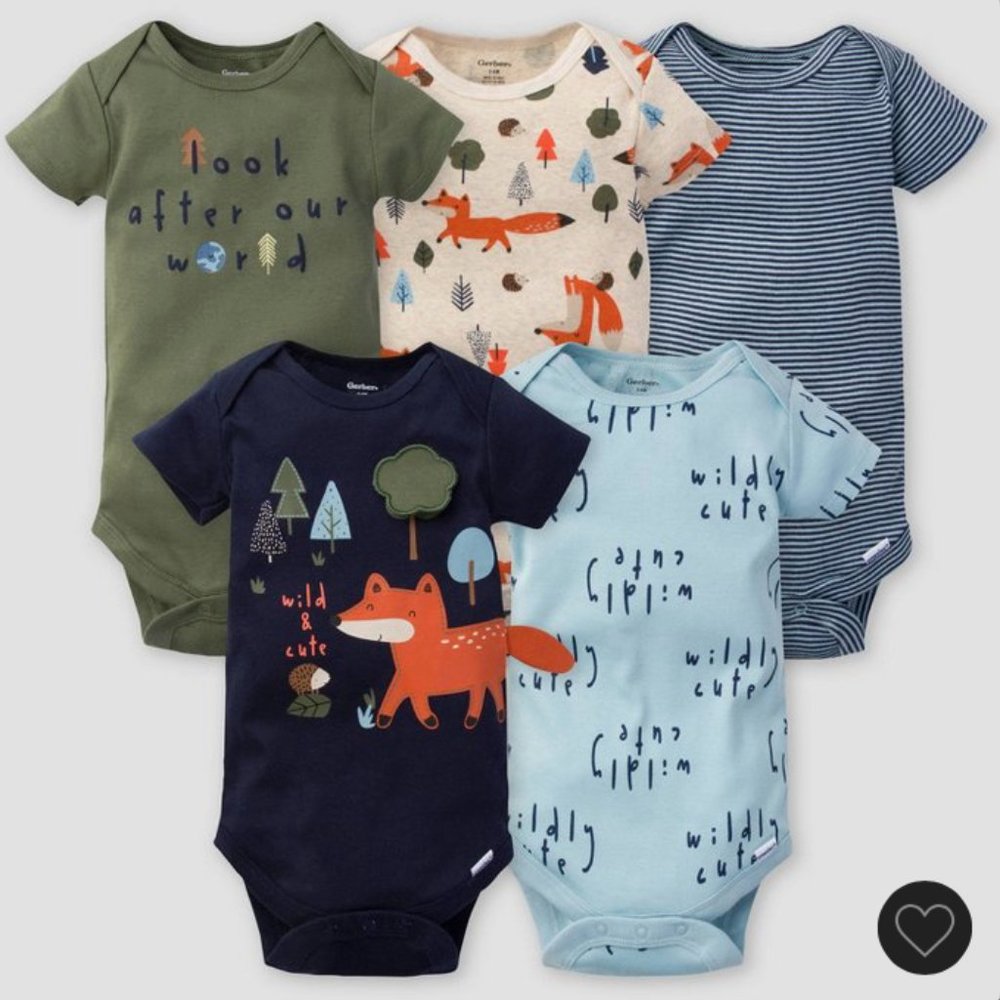 5 Gerber Onesie Fox Shirt Set Target - Picture 1 of 11